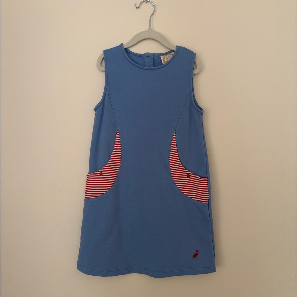 The Beaufort Bonnet Company Blue Dress with Red Striped Pockets